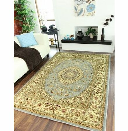 The Rug House Powder Blue Thick Victorian Style Bedroom Rug 1975-Blue Westbury - 80 cm x 140 cm (27`` x 48``)