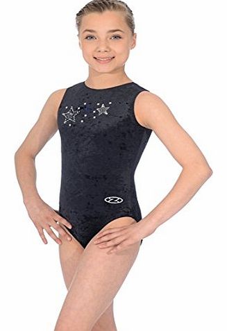 The Zone Z103STE Sleeveless gymnastics leotard, Smooth Velour Black, size 26``