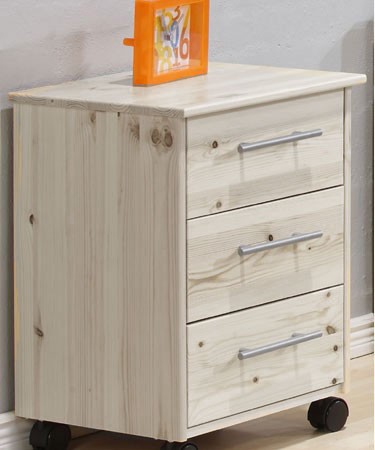 Whitewash Bedside Cabinet with Castors