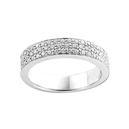 Sento 3 Row Silver Cubic Zirconia Band Ring -