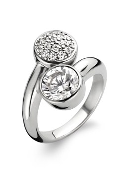 Silver Cubic Zirconia Crossover Ring -