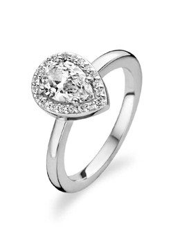 Silver Pear Cut Cubic Zirconia Ring -