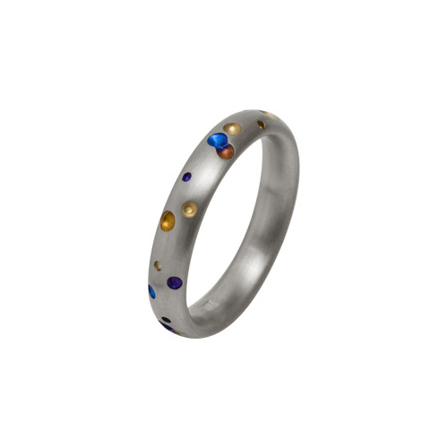 4mm Multi Coloured Speckle Ring in Titanium by Ti2