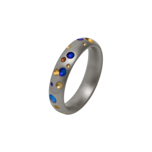 5mm Multi Coloured Speckle Ring in Titanium by Ti2