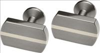 Rectangular Titanium Cufflinks with White Line