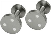 Round Flat Titanium Cufflinks with White Dots by