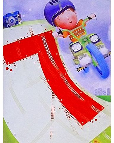 Ticker Enterprises Boys ``7`` Birthday Greetings Card - With Foil Embossed Boy on a BMX Jump