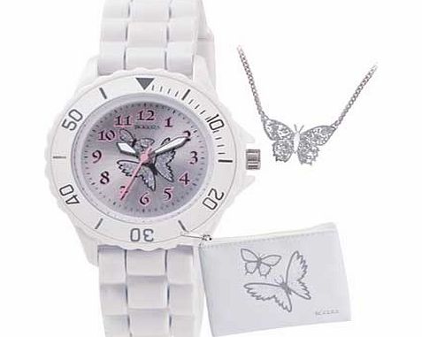 Tikkers Girls Glitter Butterfly Watch Set