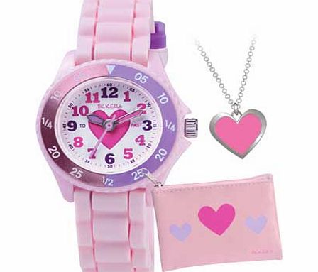 Tikkers Girls Pink Time Teacher Watch Set