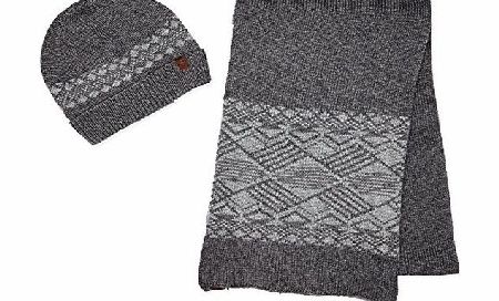 Timberland Clothing Mens Pattern Hat amp; Scarf Gift Accessories, Grey (Charcoal Heather), One Size