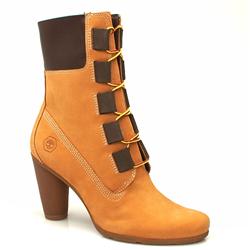 Female Premium Round Heel 6" Ank Nubuck Upper Casual in Natural - Honey