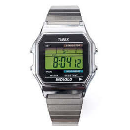 Silver Stretch Digital Metal Watch