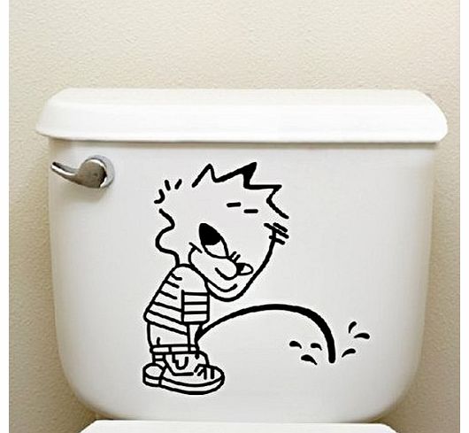 Tinksky  Funny Naughty Boy Style Waterproof DIY Toilet Seat Sticker Bathroom Decal Window Wall Car Sticker - Size S (Black)