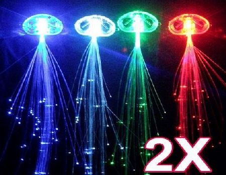 tinxs  2X LED Light Up Hair Extensions Girls Stocking Filler Clip Pony Tail Fibre Optic