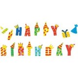 Wooden Happy Birthday Stickers