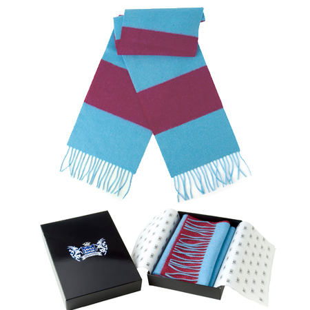 Claret and Blue Cashmere Bar Scarf Retro