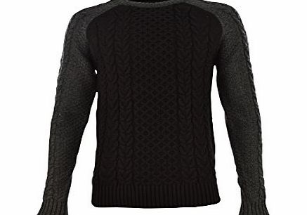 Tokyo Laundry Mens ``Matty`` Cable Textured Knit Raglan Sleeve Jumper Black Small