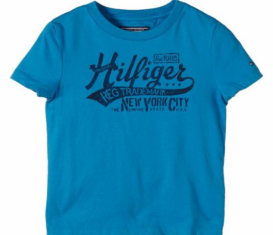 Boys E557122812 Logo Cn Tee S/S Crew Neck Short Sleeve T-Shirt, brilliant Blue, 7 Years