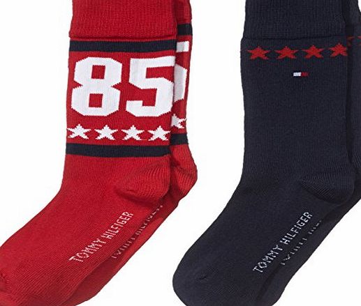 Tommy Hilfiger Boys TH BOYS 85 SOCK 2P Starred Calf Socks, Blue (Midnight Blue 563), 2.5 (Manufacturer Size: 35-38)