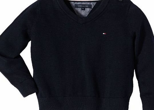 Tommy Hilfiger Boys V-Neck Long - regular Jumper Blue - Blau (403 MIDNIGHT) 10 Years