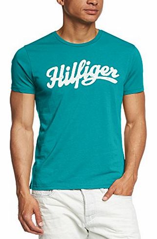 Tommy Hilfiger Mens Eole Cn Ss Tee Crew Neck Short Sleeve T-Shirt, Blue (Caribbean Sea-Pt), Large