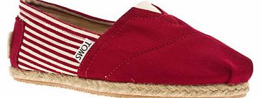 womens toms red university classic stripe