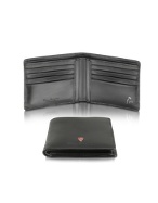 Logo Black Calfskin Leather Billfold Wallet