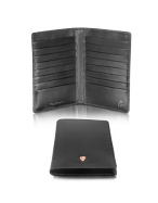 Logo Black Calfskin Leather Card Holder