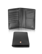 Logo Black Calfskin Leather Passport Holder