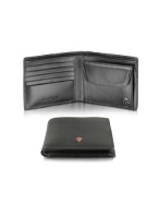 Logo Black Calfskin Leather Square Billfold Wallet