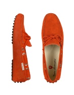 Tonino Lamborghini Mens Orange Suede Driver Shoes