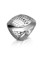 Tonino Lamborghini Mens Perforated Sterling Silver Ring