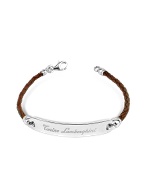 Tonino Lamborghini Signature Sterling Silver and Braided Leather Bracelet