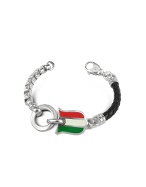 Tonino Lamborghini Sterling Silver and Braided Leather Bracelet