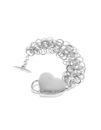 Tonino Lamborghini Sterling Silver Heart Toggle Bracelet