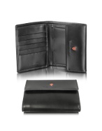 Womens Logo Black Calfskin Leather Flap ID