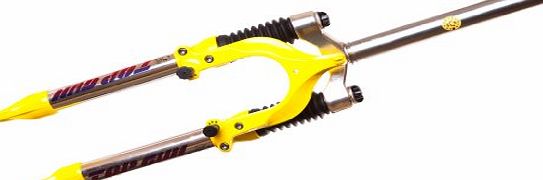 Top Gun  26`` MTB Mountain Bike Suspension Forks Ahead 1-1/8`` 240mm Steerer YELLOW amp; SILVER