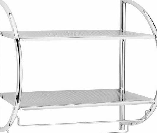 TOP HOME New 2 TIER MODERN CHROME WALL MOUNTED BATHROOM SHELF UNIT TOWEL RAIL RACK