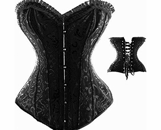 Topmelon Sexy Black Bustier Corset Top Burlesque Basque Moulin Rouge Fancy Dress Boned Secelet 10 XXL