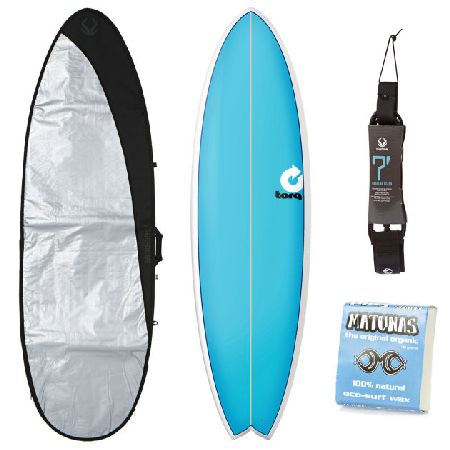 Torq Blue Fade   Pinline Fish Surfboard Package