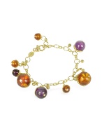 Tulipani Amethyst and Amber Charm 18K Gold Bracelet