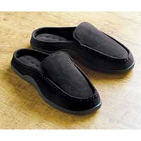 Totes Mens Moccasin Front Mule Slippers Black Medium