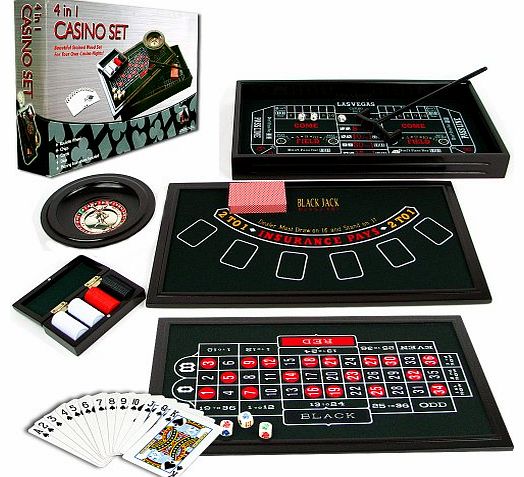 Trademark Poker 4 in 1 Casino Game Table Roulette, Craps, Poker, BlackJack