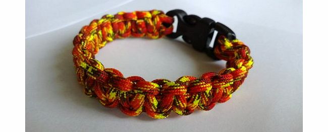 Tradewinds 8`` Fireball Paracord 550 Cobra Stitch Survival Bracelet/Wristband. Handmade in Norfolk U.K..