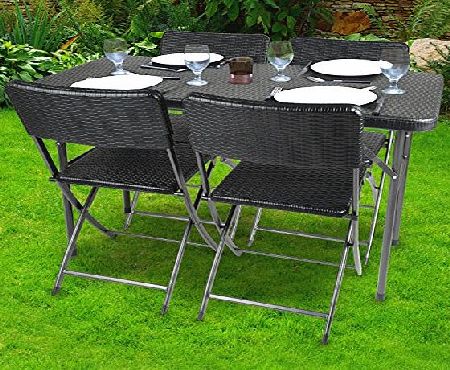 Trail 4ft Folding Trestle Table Rattan Effect Heavy Duty Blow Moulded Garden Counter