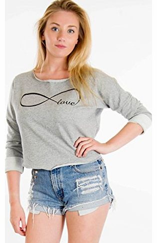 Trend Infinity Love Crop Jumper Women Girls (Grey)