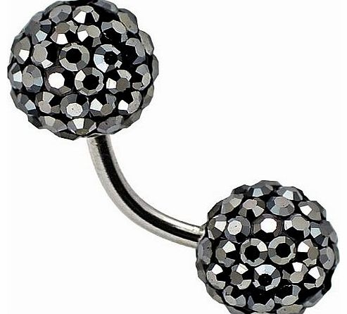 Tresor Paris Argeliers - Tresor Paris Naval Belly Bar - Grey - 8mm Crystal - Surgical Steel - Ladies