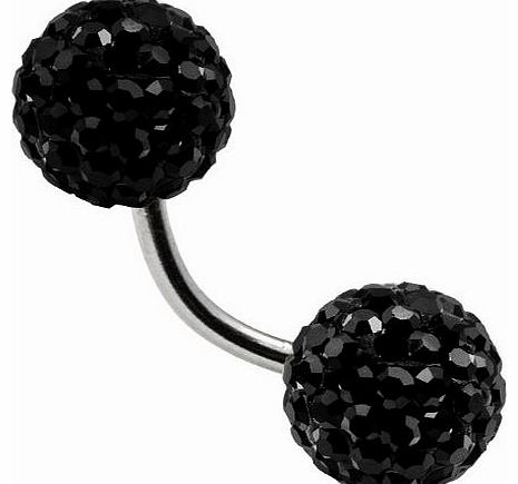 Tresor Paris Cassis - Tresor Paris Naval Belly Bar - Black - 8mm Crystal - Surgical Steel - Ladies