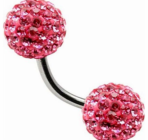 Tresor Paris Cers - Tresor Paris Naval Belly Bar - Pink - 8mm Crystal - Surgical Steel - Ladies