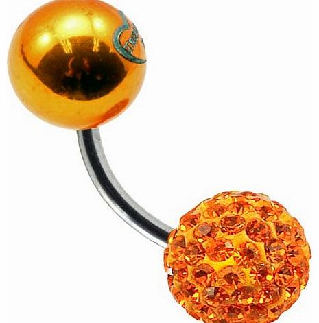 Tresor Paris Jussy - Tresor Paris Naval Belly Bar - Orange-Magnetite - 8mm - Crystal 